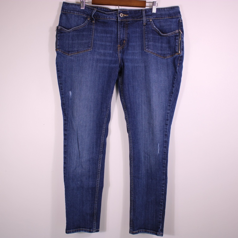 Levis 542 Jeans Womens 20 Blue Casual Skinny Mid Rise Grunge Pocket Zipper 40x30